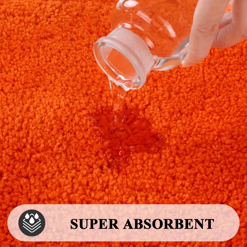SHACOS Super Soft Bathroom Rugs 20"x32" Bath Mats Fluffy Non Slip Washable Absorbent Bath Rugs Carpets for Bathroom Floor Tub Shower Vanity Sink Home Decor Accessories, Orange Red 1'8" x 2'8" - Image 4